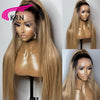 1B27 Glattes Haar Lace Front Echthaarperücken mit Babyhaar Preplucked Ombre Honigblonde Brasilianische Remy Lace Front Perücke