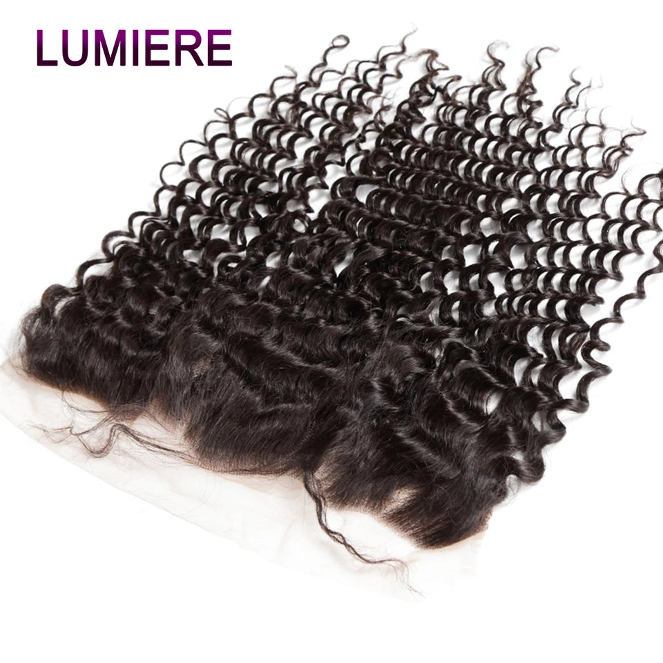 Mongolian Afro Kinky Curly Human Hair Bundles With Closure Deep Curly Hair Weave Bundles With Frontal Closure Hair Extensions