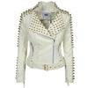 SX Occident Fashion women Club hot style Stud slim fit jacket shoulder rivets zip stitching short PU leather rock coat
