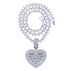 Iced Out Bling Can Be Opened Heart-shaped Photo Pendant Necklace Hearts Tennis Chain Cubic Zirconia Fashion Women Men Jewelry