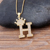 Nidin New Luxury Copper Zircon A-Z Crown Alphabet Pendant Chain Necklace Hip-Hop Style Fashion Woman Man Initial Name Jewelry