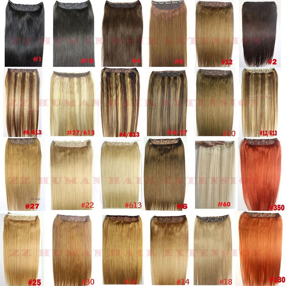 ZZHAIR 100% Brazilian Human Remy Hair Extensions 16"-26" 1Pcs Set 100g-200g One Piece 5 Clips In Natural Straight