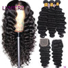15A Loose Deep Wave Bundle With HD Closure 4X4 5x5 6x6 100% Virgin Brazilian Hair Weave Bundles 3/4 Bundle Deal  8-40" Wholeasle
