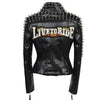 SX Occident Fashion women Club hot style Stud slim fit jacket shoulder rivets zip stitching short PU leather rock coat