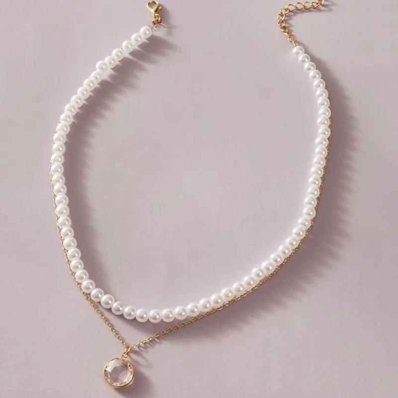 YWZIXLN 2021 Trend Elegant Jewelry Wedding Big Pearl Necklace For Women Fashion White Imitation Pearl Choker Necklace N0179