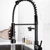 DQOK Black Brushed Spring Pull Down Kitchen Sink Faucet Hot & Cold Water Mixer Crane Tap with Dual Spout Deck Mounted