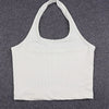 White Halter Sexy Backless Tank Tops for Women Streetwear 2024 Sleeveless Ribbed Knit Vest Top Cropped Feminino