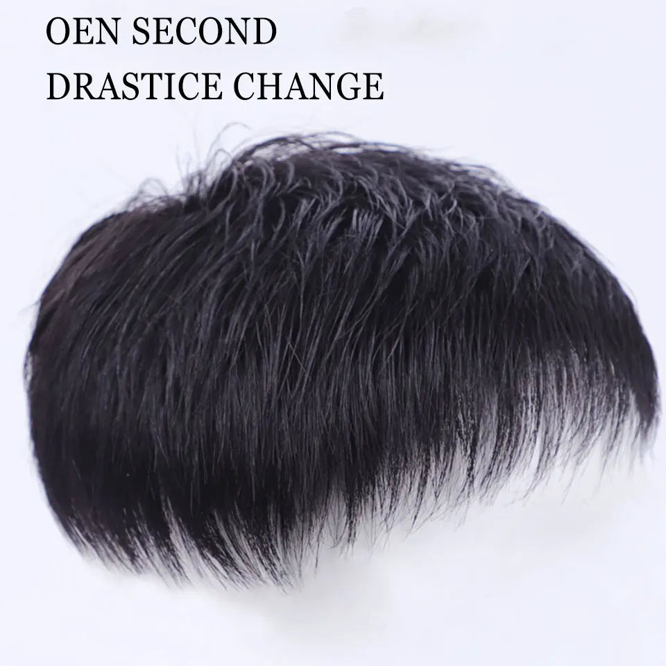 Short wigs for men's male black wig synthetic natural hair for young man balding sparse hair crew cut hair style PAGEUP