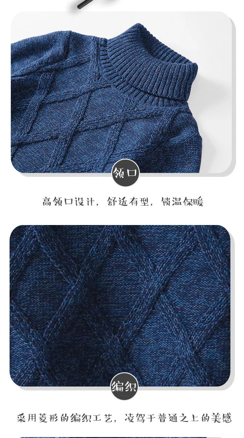 boys Plus velvet Warm turtleneck sweater Pullovers plush inside Thicken sweaters girls Winter Autumn Knitted Loose jacket 2-10Y