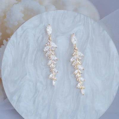 Charm 18k Echtgold Blätter Ohrringe für Frauen Exquisite Kleine Zirkonia Ohrstecker Elegante Koreanische Kristall Hochzeit Ringanhänger