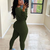 Letter Printed Embroidery Women Two Piece Ribbed Tracksuits Fall Spring Long Sleeve Sweatshirt and Skinny Pants Set