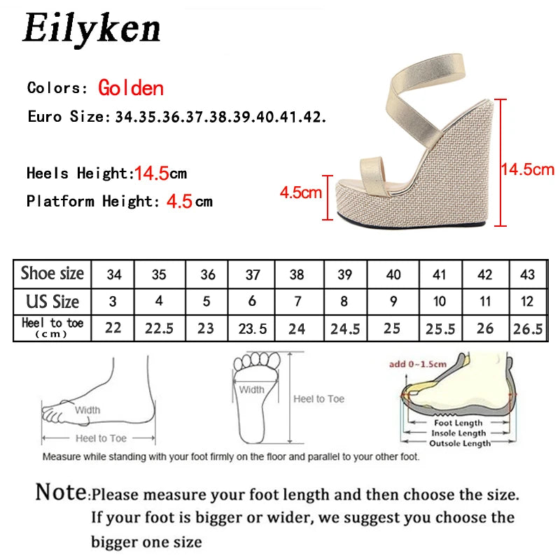 Eilyken Super High Peep Toe Gladiatoren-Wedges Sandalen Damen Bedeckte Ferse Plateau Mode Sommerschuhe Größe 35-42