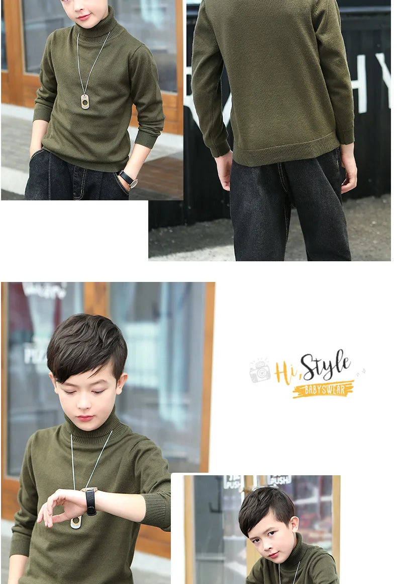 boys Plus velvet Warm turtleneck sweater Pullovers plush inside Thicken sweaters girls Winter Autumn Knitted Loose jacket 2-10Y