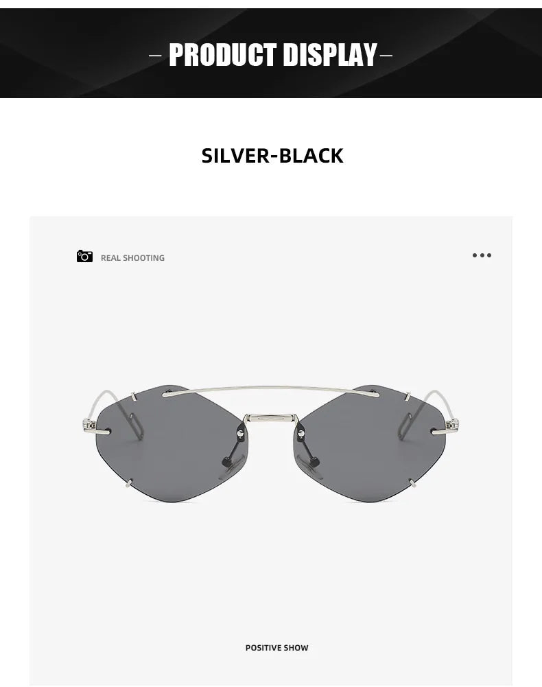 Randlose Diamant-Sonnenbrille Quadratisch Damen Herren Retro-Sonnenbrille Designerbrille UV400 Shades Oculos Weibliche Gafas