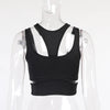 Sexy Solid Color Hanging Neck Bandage V-neck Off Shoulder Crop Tops 2021 Summer Women Fashion Casual Black Halter Vest Comfort