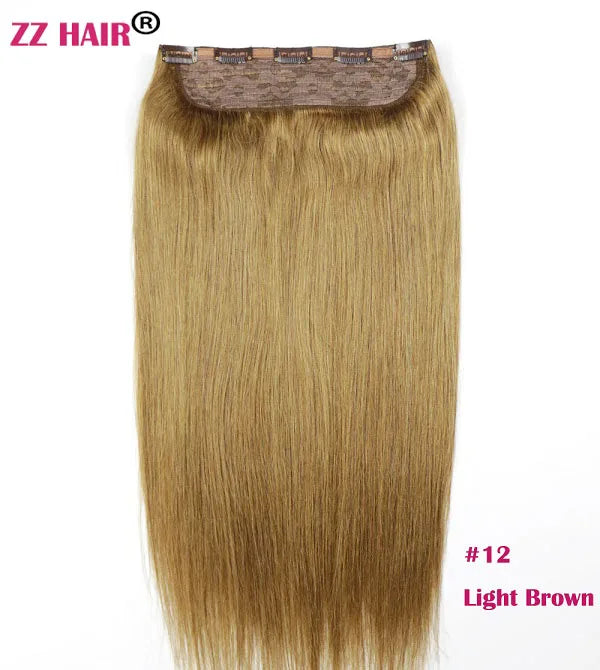 ZZHAIR 100% Brazilian Human Remy Hair Extensions 16"-26" 1Pcs Set 100g-200g One Piece 5 Clips In Natural Straight