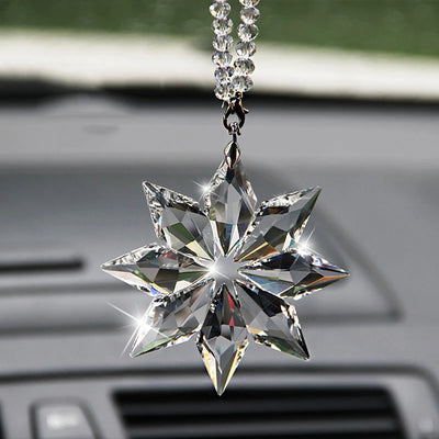 Transparenter Kristall Schneeflocken Auto-Anhänger Dekoration Ornamente Sonnenfänger Schneeflocken Hängedekoration Zubehör Weihnachtsgeschenke