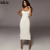 Kliou Trägerloser rückenfreier sexy Bodycon-Midikleid Neu Damen High Waist gestreifte Kleider Eleganz Mode Partykleidung