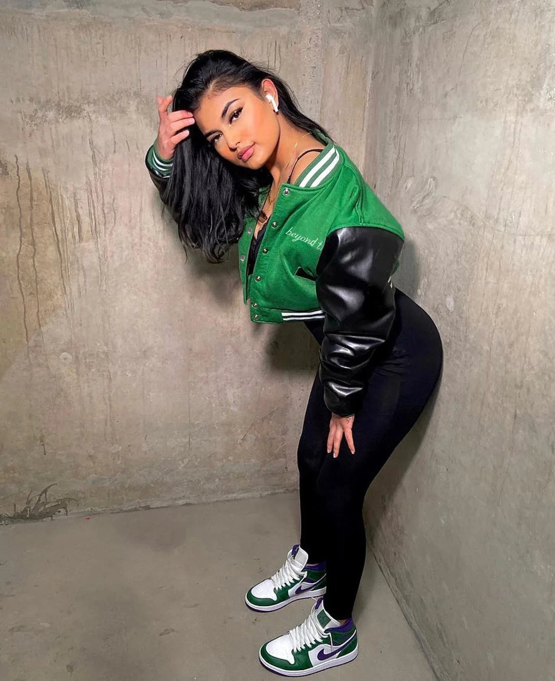 Patchwork Short Jacket Women Fall Casual Letter Print Button Baseball Uniform Coat Y2K Fashion Sporty Sweatshirt Oversize