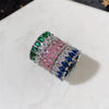 Huitan Fashion Eternity Promise Rings Women Colorful Cubic Zircon Stylish Female Accessories for Party Daily Wear Luxury Jewelry