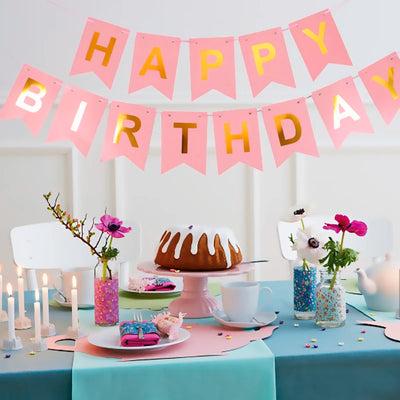 NEU Happy Birthday Banner Wimpelkette Party Deko Kinder Ornament Baby Bunt Mädchen Junge Partyzubehör