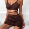Sexy Spaghetti Strap String Cross Bodycon Dress for Women Solid Backless Cut-out Night Club Dress Summer Sleeveless  Mini Dress
