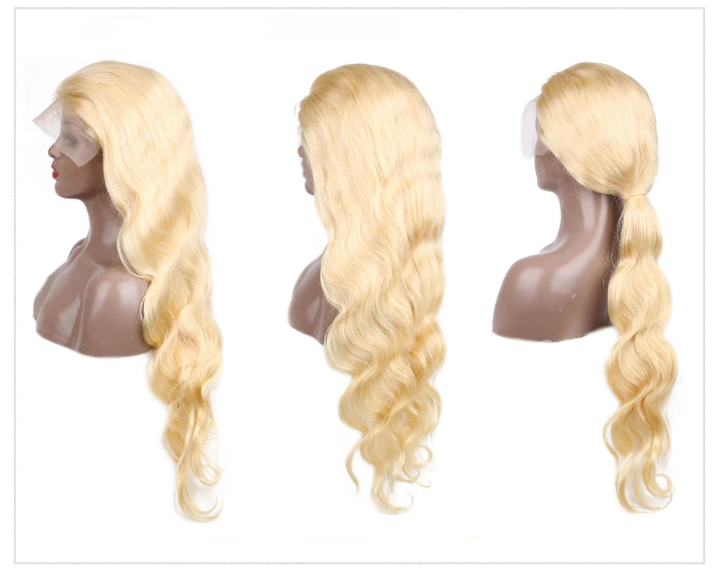 13x4 13x6 360 HD Transparent 613 Lace Frontal Wig Honey Blonde Color Brazilian Raw Body Wave Lace Front Human Hair Wig For Women