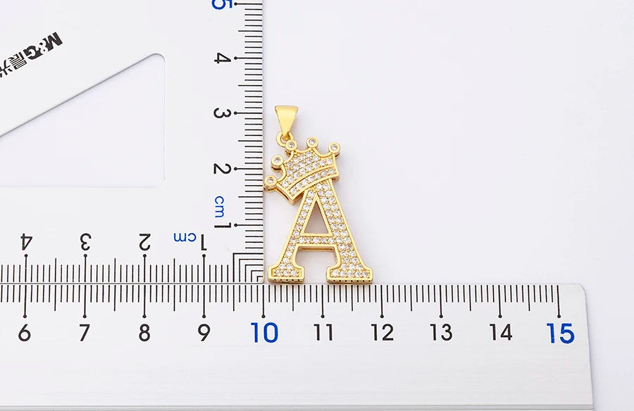 Nidin New Luxury Copper Zircon A-Z Crown Alphabet Pendant Chain Necklace Hip-Hop Style Fashion Woman Man Initial Name Jewelry