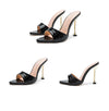 Damen Slipper Schlangenmuster Riemchen High Heels Slipper Sandalen Spitz zulaufende Zehen Slides Pumps Schuhe für Damen Frauen Sommer