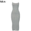 Kliou Trägerloser rückenfreier sexy Bodycon-Midikleid Neu Damen High Waist gestreifte Kleider Eleganz Mode Partykleidung