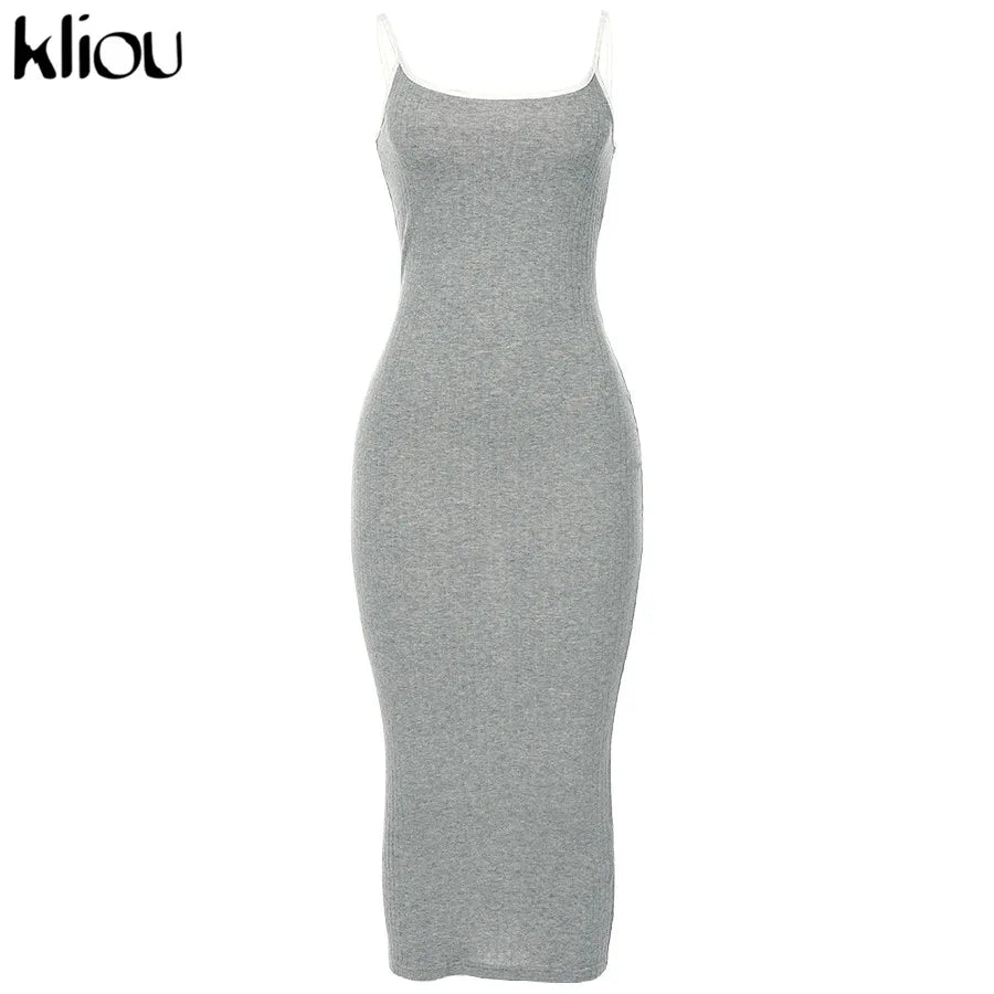 Kliou Trägerloser rückenfreier sexy Bodycon-Midikleid Neu Damen High Waist gestreifte Kleider Eleganz Mode Partykleidung