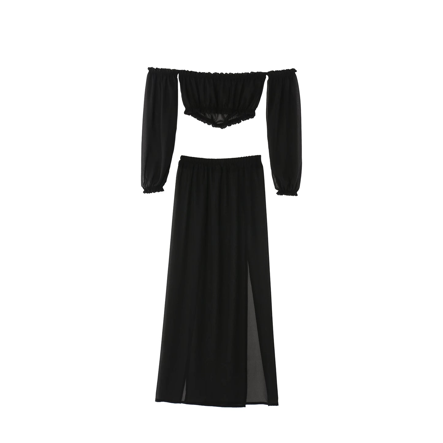 NEU Damen Strand 2-teilige Bikini-Überwürfe Badeanzug schulterfreies Oberteil + hoch tailliertes Kleid Sexy Damen Schwimm-Überzug Badeanzug