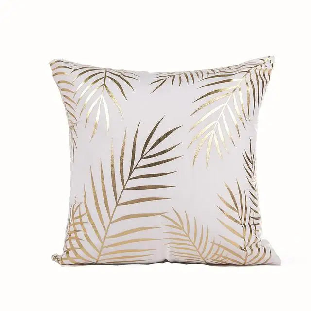 European Classical Bronzing Gold Foil Cushion Decorative Pillow Golden Leaves Home Decor Sofa Throw Pillow Almofadas Decorativas
