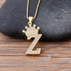 Nidin New Luxury Copper Zircon A-Z Crown Alphabet Pendant Chain Necklace Hip-Hop Style Fashion Woman Man Initial Name Jewelry