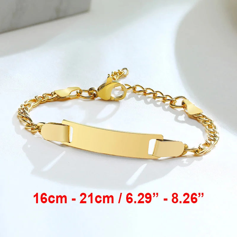 Vnox Personalize Mom Daughter Son Name Bracelets Non Allergy Stainless Steel Baptism Custom Love Baby Gifts Adjustable Jewelry