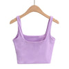 2022 Summer Women Sexy Sleeveless Tops Fashion Short Square Collar Tank Tops 6 Colors