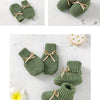 Baby Shoes + Gloves Set Knit Newborn Girls Boys Boots Mitten Fashion Butterfly-knot Toddler Infant Slip-On Bed Shoes Hand Made