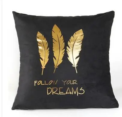Liebe Schwarz-Weiß-Bräunungs-Kissen Zierkissen Goldfolie Geometrischer Kissenbezug Wohnkultur Sofa Wurfkissen 17*17 Zoll