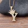 Nidin New Luxury Copper Zircon A-Z Crown Alphabet Pendant Chain Necklace Hip-Hop Style Fashion Woman Man Initial Name Jewelry