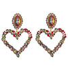 KMVEXO New Shiny Crystal Rhinestone Heart Pendant Dangle Earrings 2023 For Women Jewelry Fashion Statement Earrings Accessories