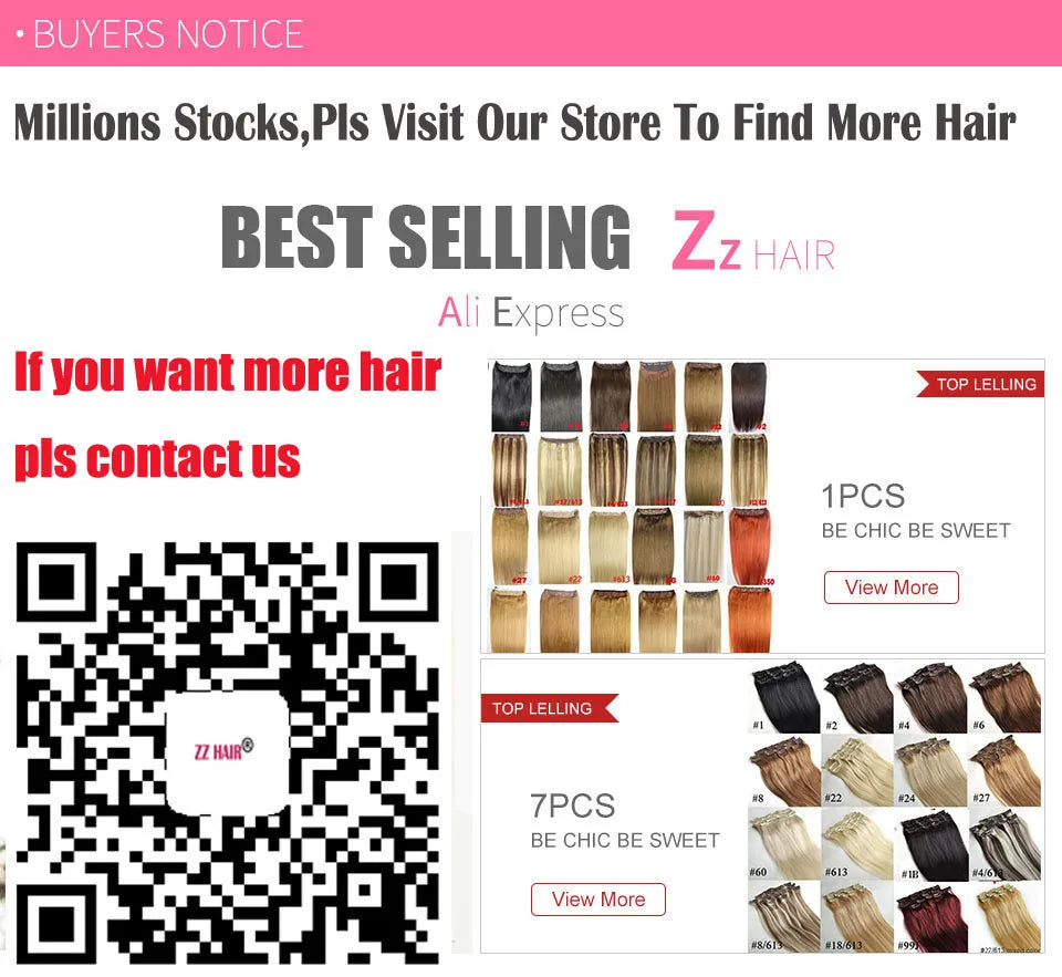 ZZHAIR 100% Brazilian Human Remy Hair Extensions 16"-26" 1Pcs Set 100g-200g One Piece 5 Clips In Natural Straight