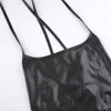Women Sexy Suspender Mid-length Bodycon Dress Fashion Solid Color Leather Bandage Backless Skinny Split Dress For Female Mujer