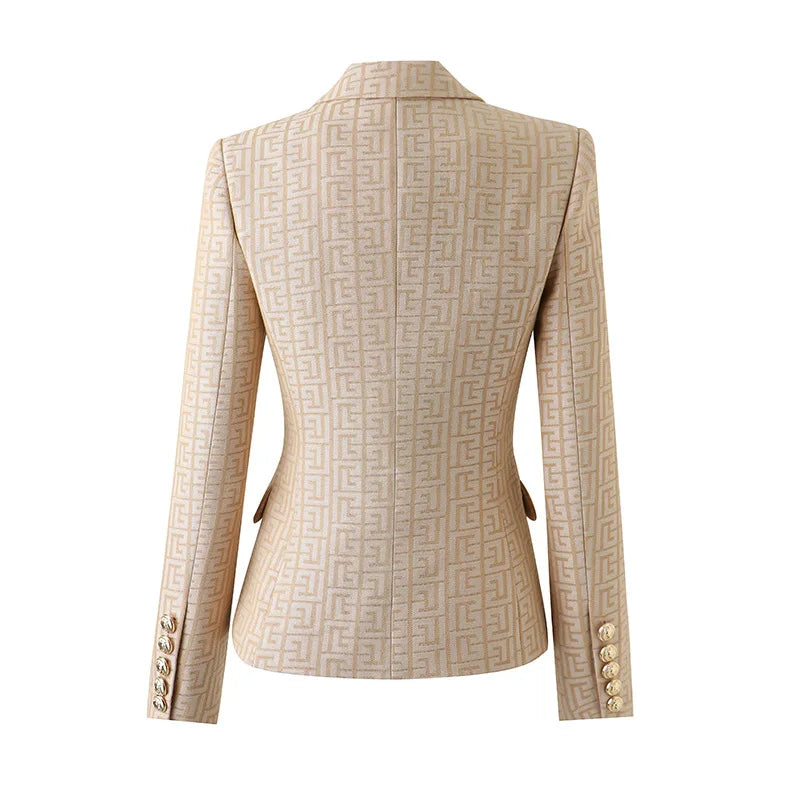 HarleyFashion 2024 Luxuriöse Frühlingskollektion Strukturiertes Muster Formelle Jacke Damen Blazer