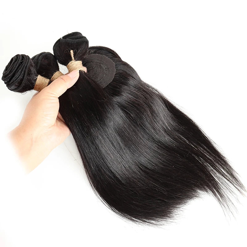 Lockiges Echthaar-Bundles mit Closure, kurzes indisches Echthaar-Bundles mit kreisförmigem Closure