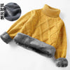 boys Plus velvet Warm turtleneck sweater Pullovers plush inside Thicken sweaters girls Winter Autumn Knitted Loose jacket 2-10Y