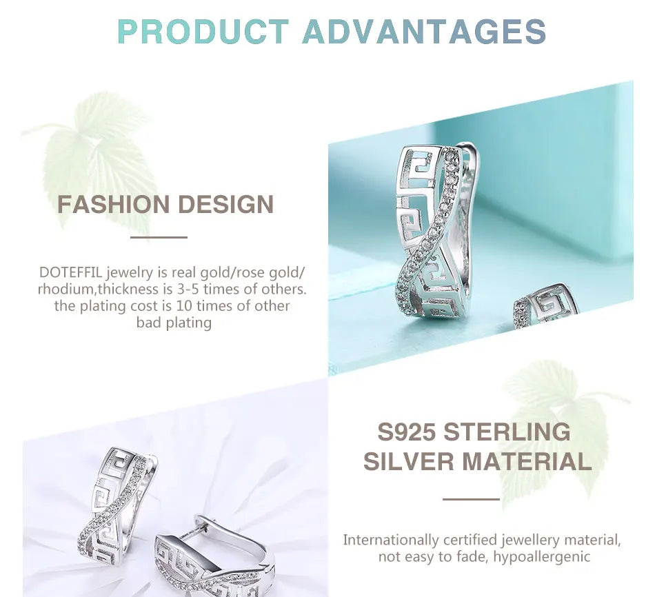 DOTEFFIL 925 Sterling Silber Klassische AAA Zirkon Ohrringe Mode Für Frauen Hochzeit Verlobung Party Geschenk Schmuck