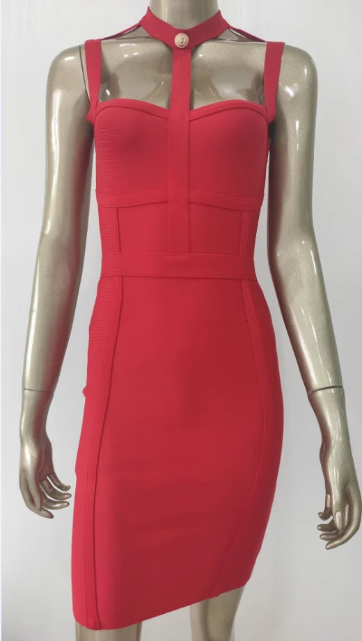 Neu eingetroffen Sommerstil sexy Cut-Out-Kleid mit Knöpfen und elastischem Verband, Designer-Abendpartykleid für Prominente 2022, Vestidos