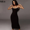 Kliou Trägerloser rückenfreier sexy Bodycon-Midikleid Neu Damen High Waist gestreifte Kleider Eleganz Mode Partykleidung