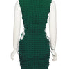 Kliou Stunning Stacked Mini Dress Women Sexy Solid Mock Neck Sleeveless Draw String Bodycon Party Clubwear Elegant Female Skirt
