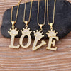 Nidin New Luxury Copper Zircon A-Z Crown Alphabet Pendant Chain Necklace Hip-Hop Style Fashion Woman Man Initial Name Jewelry
